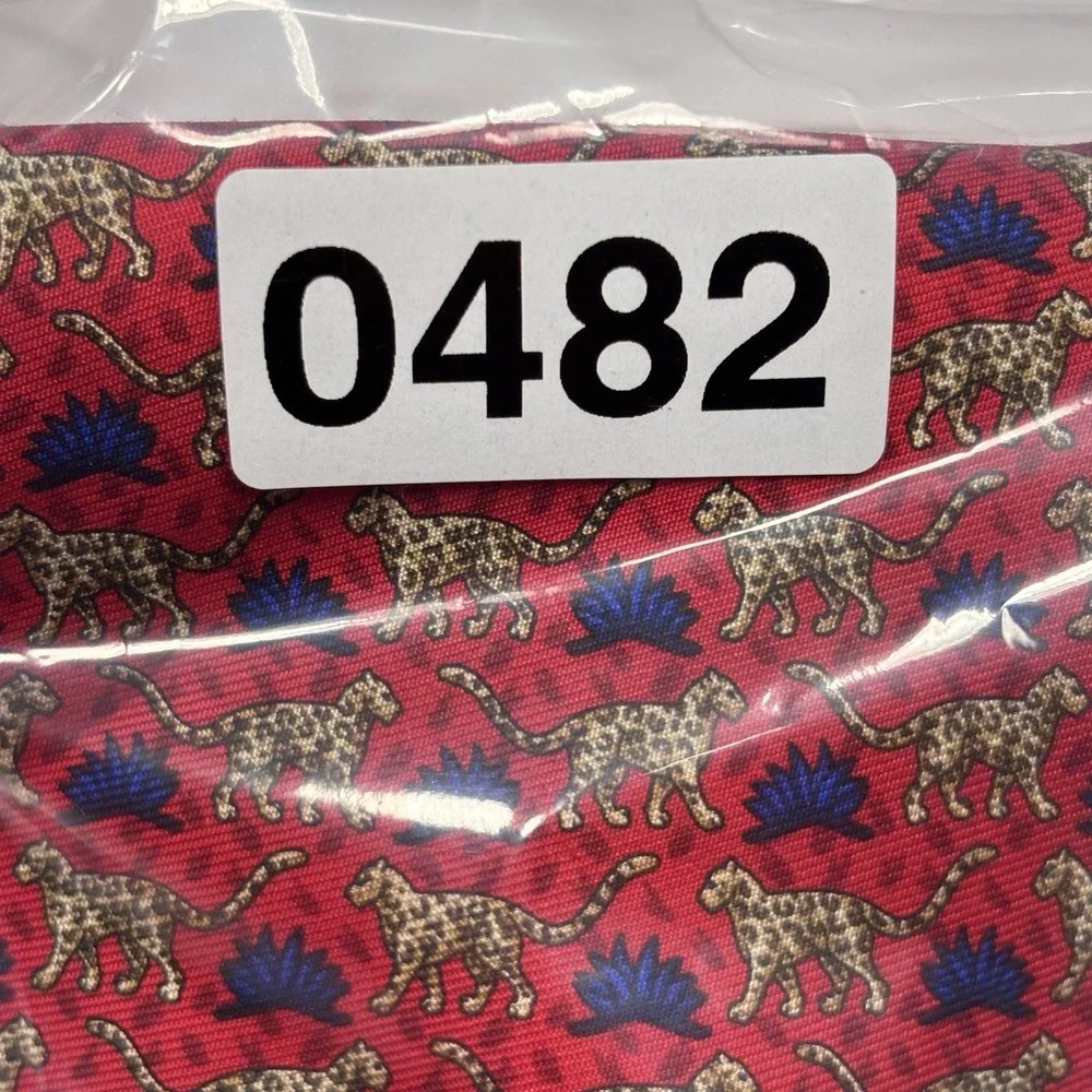 Vintage Brooks Brothers Tie Red Silk Leopard Cat Novelty Preppy Classic USA 90s
